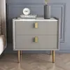 Modern PU Leather Nightstand with 2 Drawers Bedside Table in Light Gray Set of 2