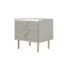 Modern PU Leather Nightstand with 2 Drawers Bedside Table in Light Gray Set of 2