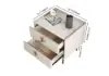 Modern 2 Drawers PU Leather Bedside Table Nightstand with Gold Metal Legs Set of 2