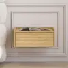 Wooden 1-Drawer Floating Nightstand with Light & Charging Station