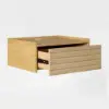 Wooden 1-Drawer Floating Nightstand with Light & Charging Station