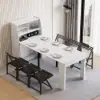 Picture of Farmhouse 180 cm Extendable Rectangular White Dining Table with Sideboard, Seats 4-5