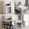 Picture of Farmhouse 180 cm Extendable Rectangular White Dining Table with Sideboard, Seats 4-5