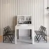 Picture of Farmhouse 180 cm Extendable Rectangular White Dining Table with Sideboard, Seats 4-5