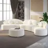 370 cm 4-Piece Curved Boucle Sectional Sofa with Ottoman & Pillows