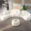 370 cm 4-Piece Curved Boucle Sectional Sofa with Ottoman & Pillows