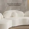 370 cm 4-Piece Curved Boucle Sectional Sofa with Ottoman & Pillows