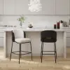 Modern PU Leather Bar Stool Black with Back & Footrest