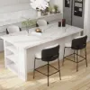 Modern PU Leather Bar Stool Black with Back & Footrest