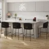 Modern PU Leather Bar Stool Black with Back & Footrest
