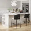 Modern PU Leather Bar Stool Black with Back & Footrest