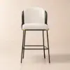 Modern PU Leather Bar Stool Black with Back & Footrest