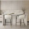 Cranis Beige Velvet Counter Stool with Upholstered, 1 Piece