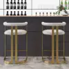 Modern Counter Stool with Back White Upholstery in Gold 2-Pieces