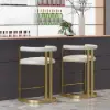 Modern Counter Stool with Back White Upholstery in Gold 6-Pieces