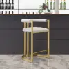 Modern Counter Stool with Back White Upholstery in Gold 8-Pieces