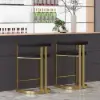 Modern Counter Stool with Back Black Upholstery in Gold 2-Pieces