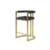 Modern Counter Stool with Back Black Upholstery in Gold 2-Pieces
