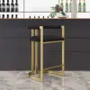 Modern Counter Stool with Back Black Upholstery in Gold 4-Pieces