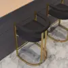 Modern Counter Stool with Back Black Upholstery in Gold 4-Pieces