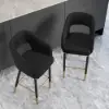 Modern Black Velvet Upholstered Bar Stool with Low Back & Footrest 4-Pieces