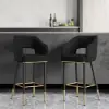 Modern Black Velvet Upholstered Bar Stool with Low Back & Footrest 6-Pieces