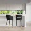 Modern Black Velvet Upholstered Bar Stool with Low Back & Footrest 6-Pieces