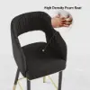 Modern Black Velvet Upholstered Bar Stool with Low Back & Footrest 6-Pieces