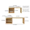 185 cm-235 cm Extendable White&Natural Kitchen Island with Storage Kitchen Cabinet