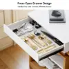 185 cm-235 cm Extendable White&Natural Kitchen Island with Storage Kitchen Cabinet