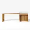 185 cm-235 cm Extendable White&Natural Kitchen Island with Storage Kitchen Cabinet