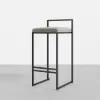 Modern Grey Counter Stool 4-Pieces with Velvet Upholstery & Back & Footrest