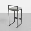 Modern Grey Counter Stool 4-Pieces with Velvet Upholstery & Back & Footrest