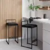 Modern Black Velvet Counter Stool with Back & Footrest 6-Pieces