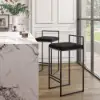 Modern Black Velvet Counter Stool with Back & Footrest 8-Pieces
