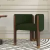 Picture of Velvet Upholstered Channel Tufted Barrel Accent Chair with Wooden Legs, Set of 2 – Green