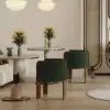 Picture of Velvet Upholstered Channel Tufted Barrel Accent Chair with Wooden Legs, Set of 2 – Green