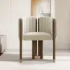Picture of Velvet Upholstered Channel Tufted Barrel Accent Chair with Wooden Legs, Set of 2 – Beige