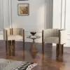 Picture of Velvet Upholstered Channel Tufted Barrel Accent Chair with Wooden Legs, Set of 2 – Beige