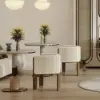 Picture of Velvet Upholstered Channel Tufted Barrel Accent Chair with Wooden Legs, Set of 2 – Beige