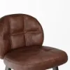 Set of 2 Rustic PU Leather Counter Stools with Upholstered Brown