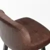 Set of 2 Rustic PU Leather Counter Stools with Upholstered Brown