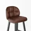 Set of 2 Rustic PU Leather Counter Stools with Upholstered Brown