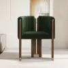 Picture of Velvet Upholstered Channel Tufted Barrel Accent Chair with Wooden Legs, Set of 4 – Green