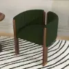 Picture of Velvet Upholstered Channel Tufted Barrel Accent Chair with Wooden Legs, Set of 4 – Green