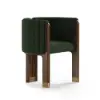 Picture of Velvet Upholstered Channel Tufted Barrel Accent Chair with Wooden Legs, Set of 4 – Green