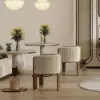 Picture of Velvet Upholstered Channel Tufted Barrel Accent Chair with Wooden Legs, Set of 4 – Sand