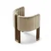 Picture of Velvet Upholstered Channel Tufted Barrel Accent Chair with Wooden Legs, Set of 4 – Sand