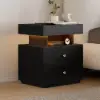 Krila Floating 3-Drawer LED Smart Nightstand with Light Set of 2 – Rectangular – Engineered Wood