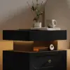 Krila Floating 3-Drawer LED Smart Nightstand with Light Set of 2 – Rectangular – Engineered Wood